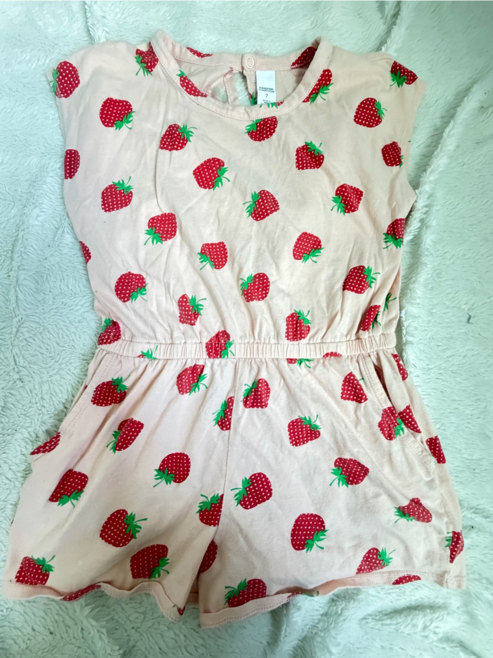 Harper Canyon Girls Pink Strawberry Romper Size 7